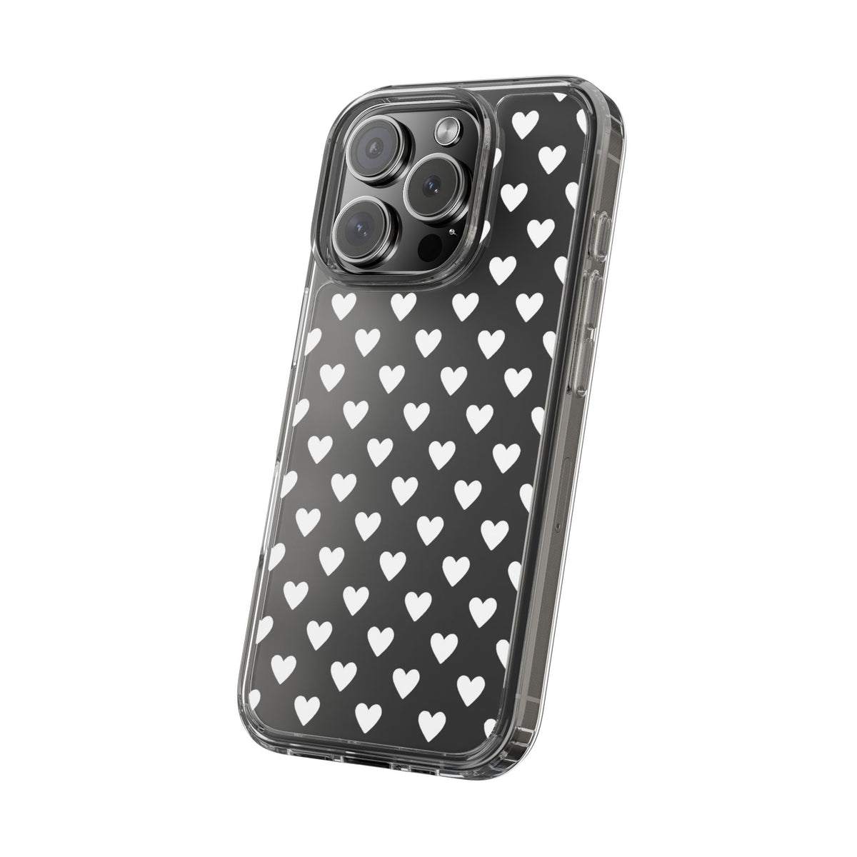 White Heart Pattern — Clear Phone Case