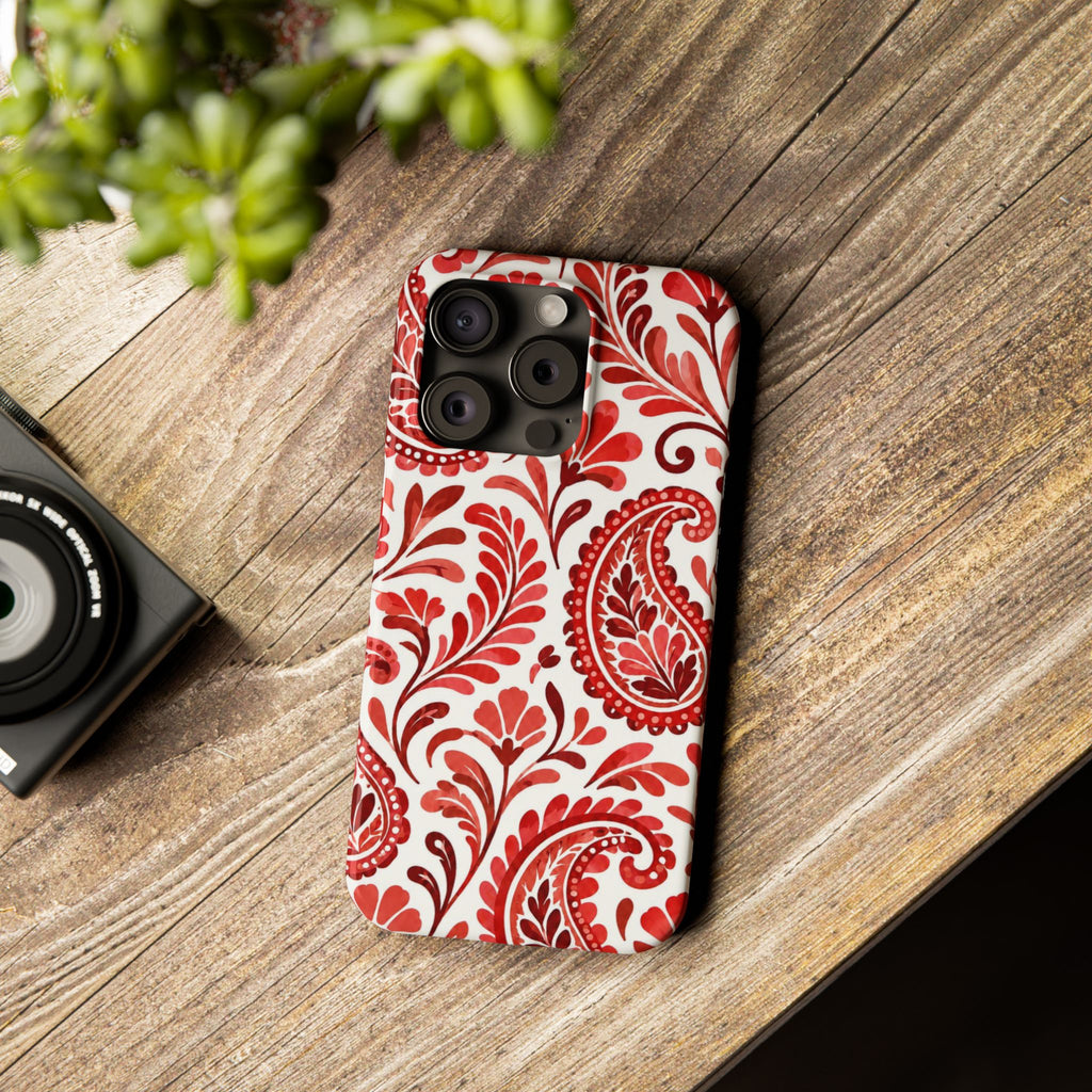 Red Paisley Pattern — Slim iphone Case