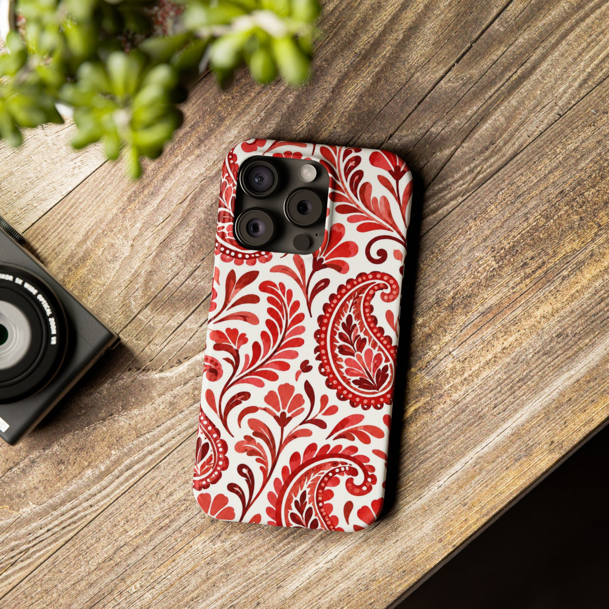 Red Paisley Pattern — Slim iphone Case