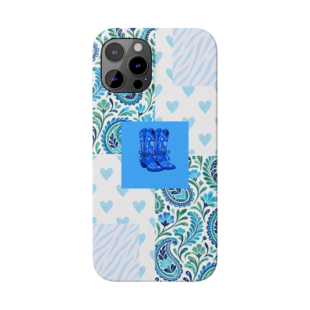 Blue Boot Multi Pattern  – Slim iphone Case