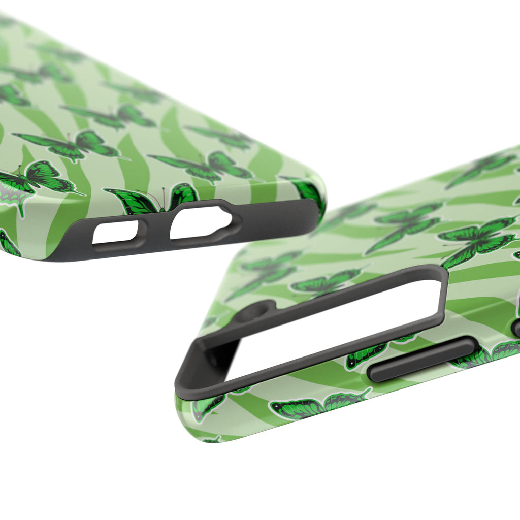 Green Butterfly and Zebra —Tough Phone Case