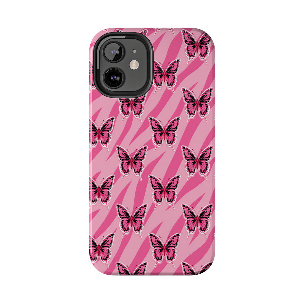 Pink Butterfly and Zebra— Tough Phone Case