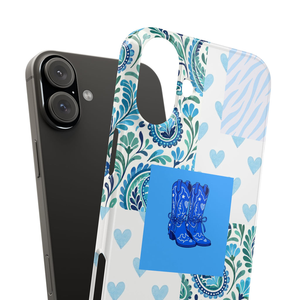 Blue Boot Multi Pattern  – Slim iphone Case