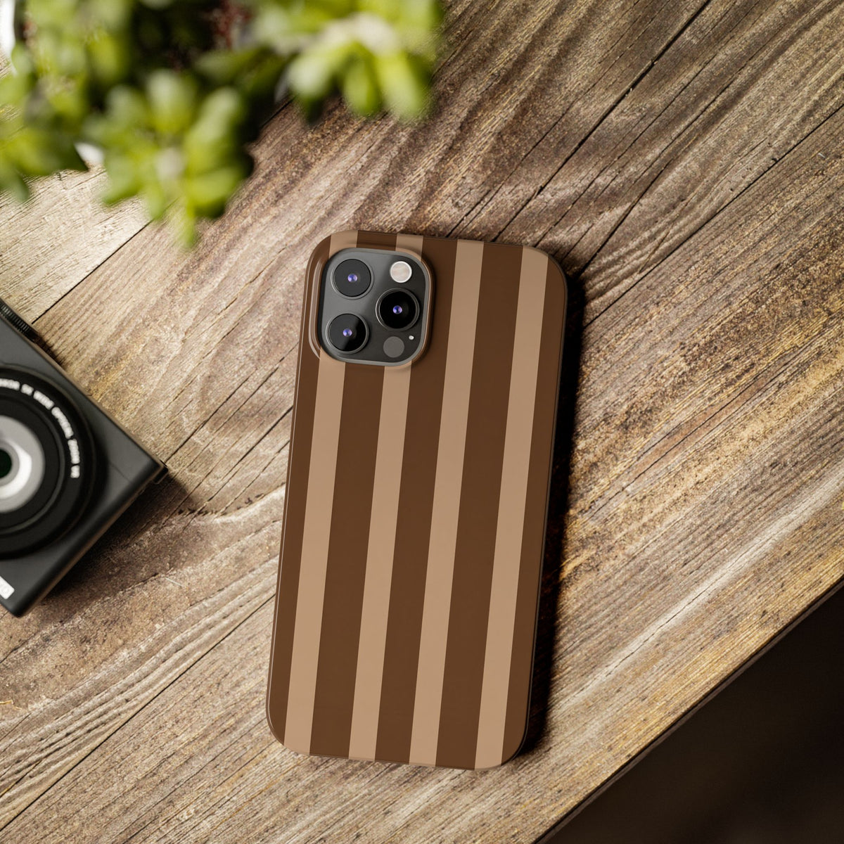 Retro Brown Stripes— Slim iphone Case