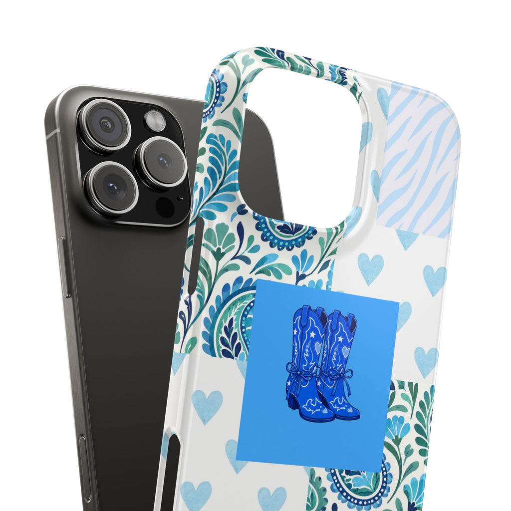 Blue Boot Multi Pattern  – Slim iphone Case