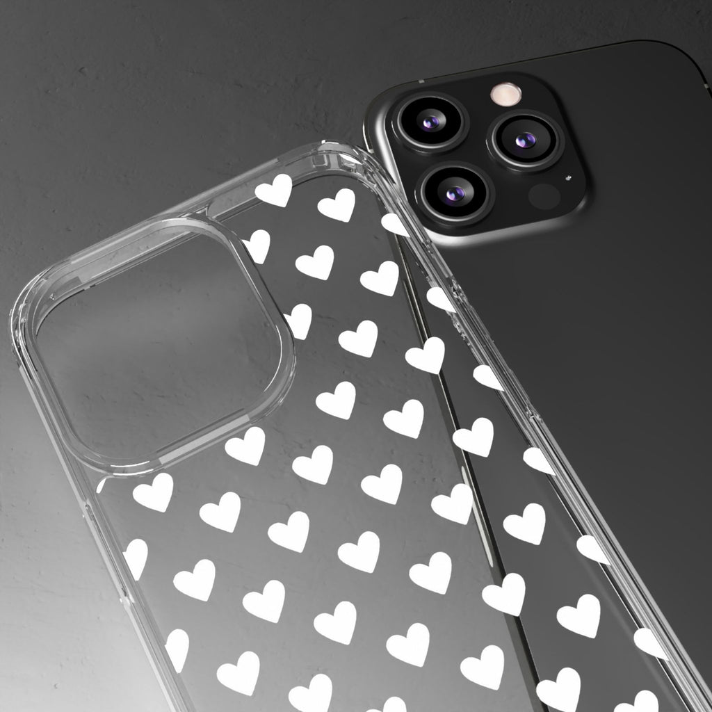 White Heart Pattern — Clear Phone Case
