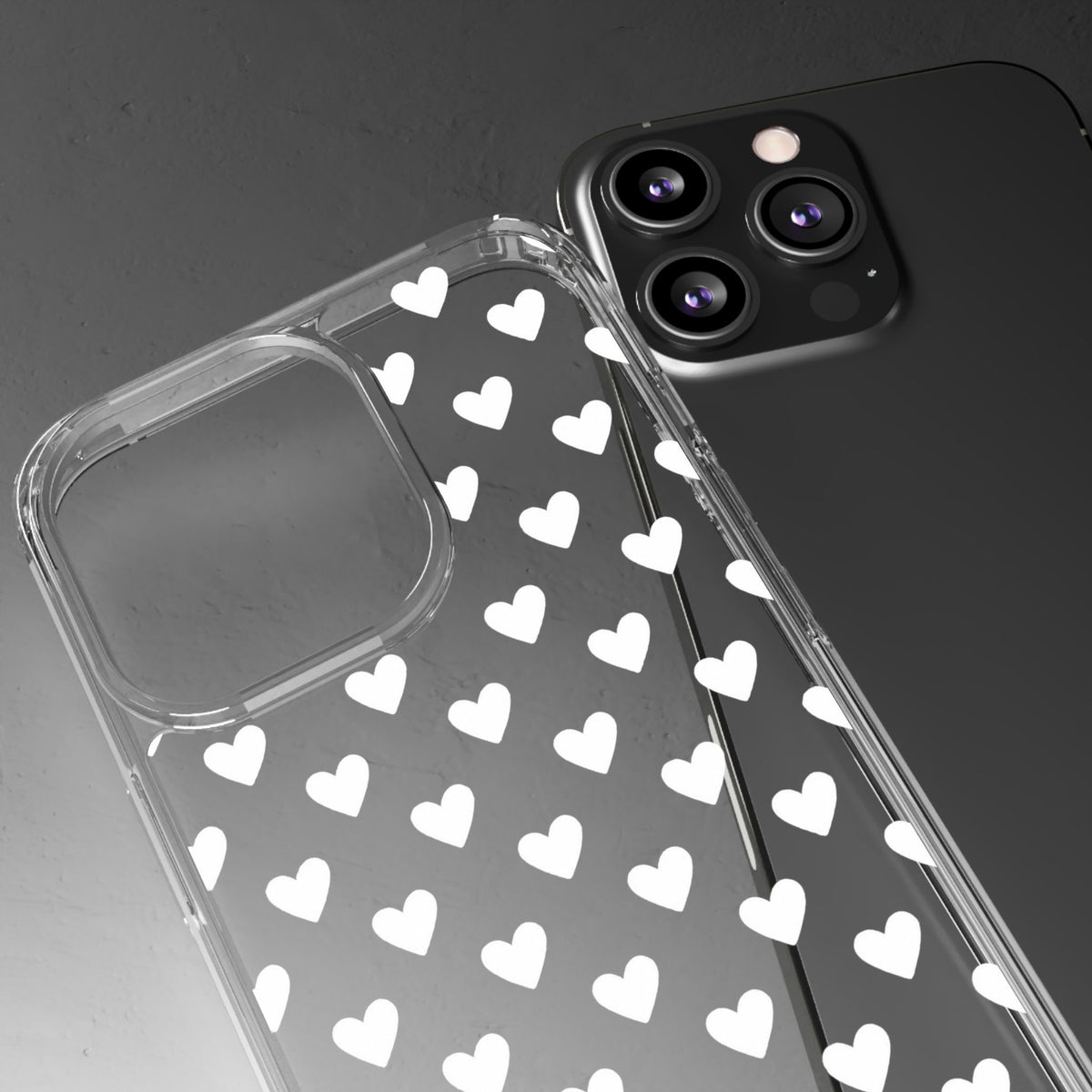White Heart Pattern — Clear Phone Case