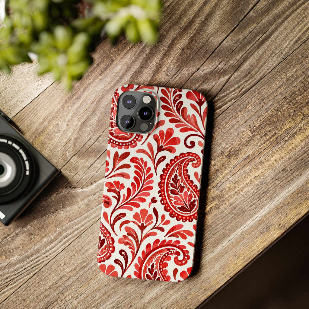 Red Paisley Pattern — Slim iphone Case