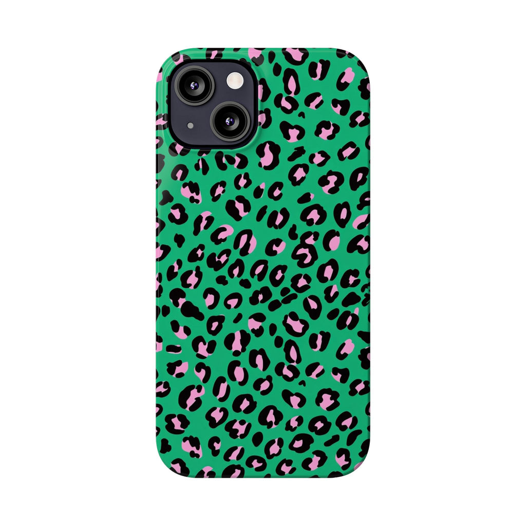 Green & Pink Leopard — Slim iphone Case